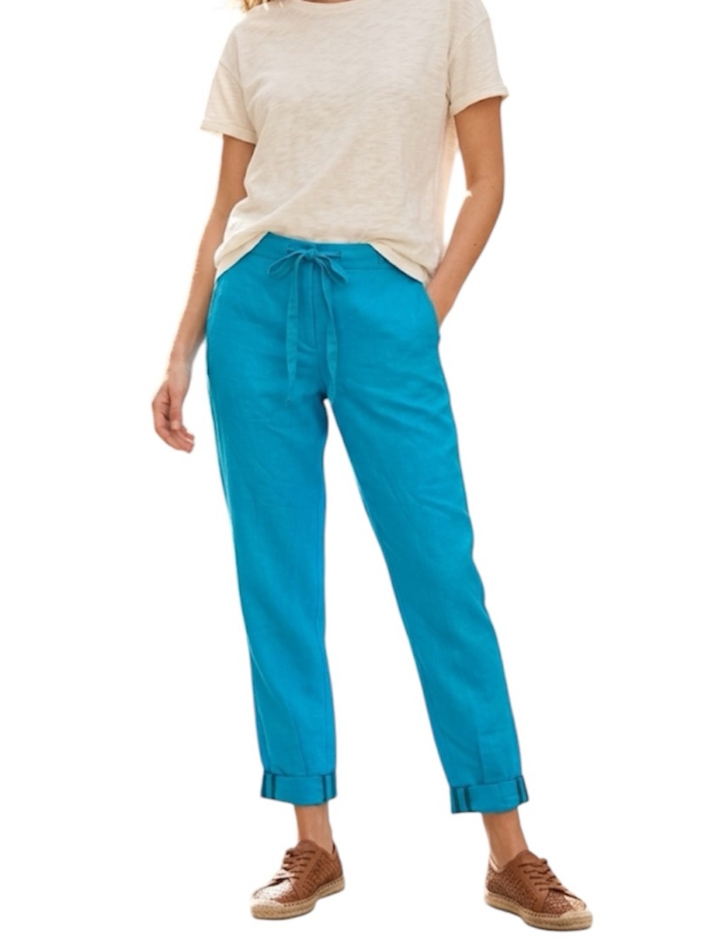 Elizabeth & James Bright Blue Linen Blend Jogger Pants
